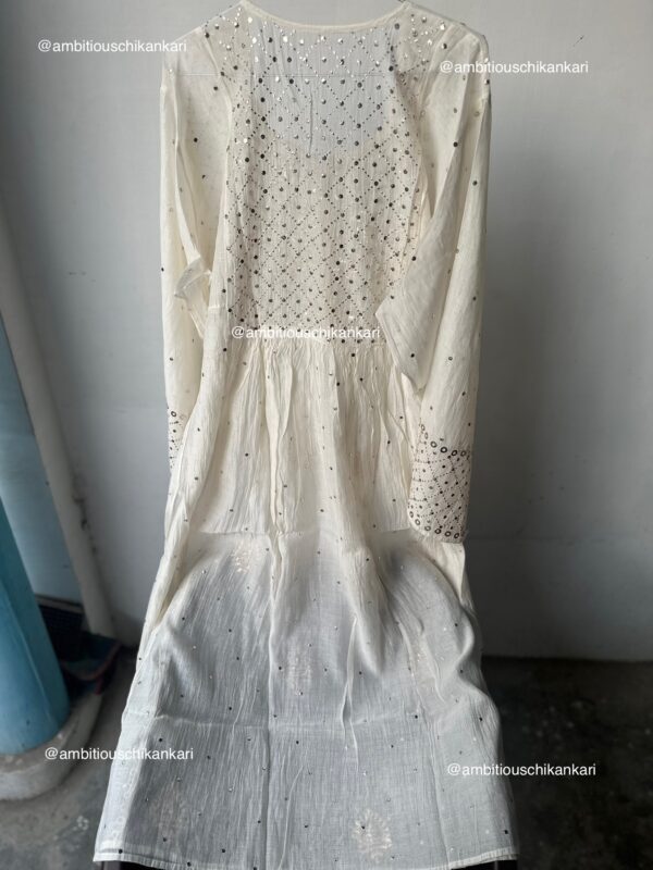 Mul Chanderi A Line Kurta And Dupatta Set With Intricate Mukaish Work - Image 2