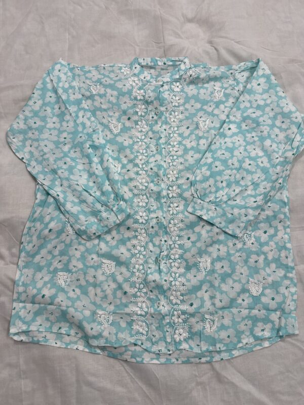 Printed Mul Cotton Co Ord Set With Fine Lucknowi Chikankari - Image 8