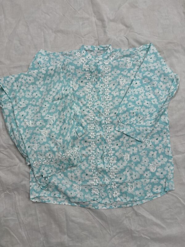 Printed Mul Cotton Co Ord Set With Fine Lucknowi Chikankari - Image 7