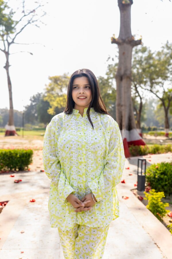 Printed Mul Cotton Co Ord Set With Fine Lucknowi Chikankari - Image 6
