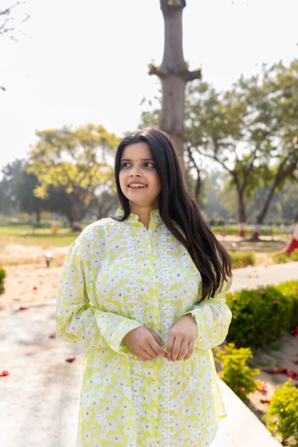 Printed Mul Cotton Co Ord Set With Fine Lucknowi Chikankari