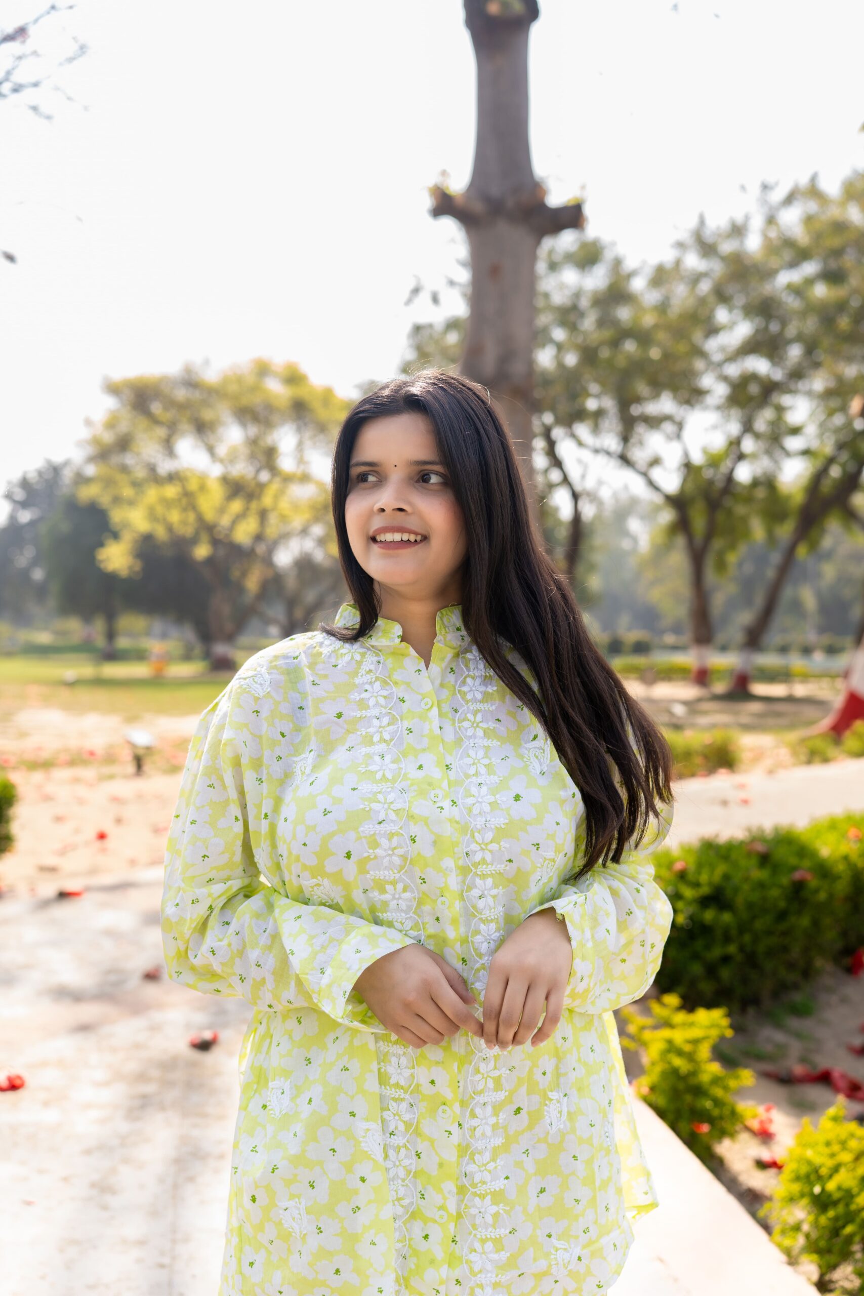 Printed Mul Cotton Co Ord Set With Fine Lucknowi Chikankari