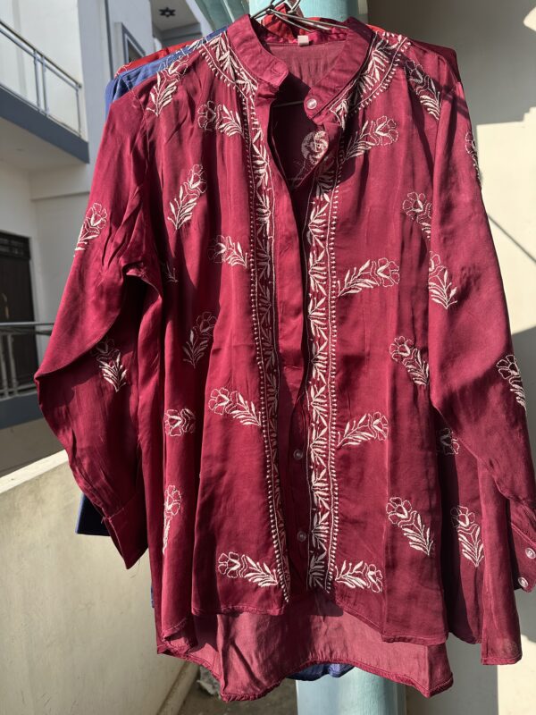 MODAL SATIN SHIRT With Fine Lucknowi Chikankari - Image 2