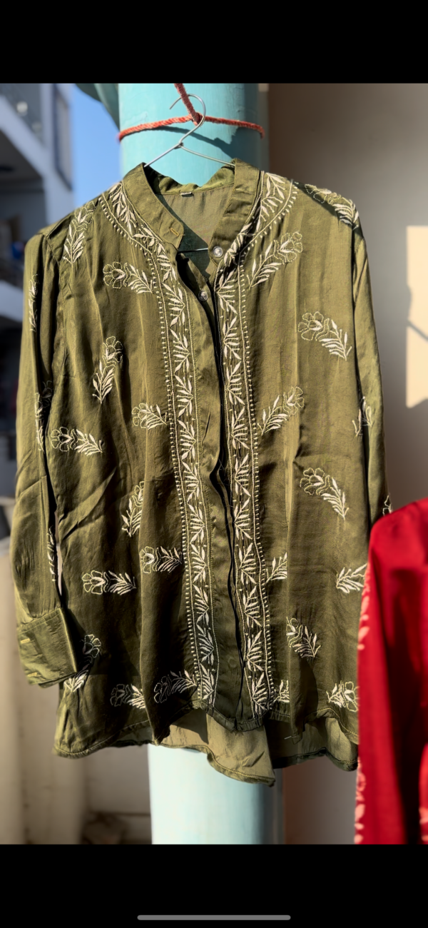 MODAL SATIN SHIRT With Fine Lucknowi Chikankari - Image 6