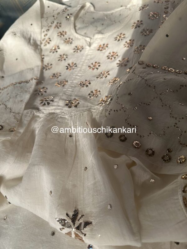 Mul Chanderi A LINE KURTA AND DUPATTA SET WITH  MUKAISH WORK - Image 4