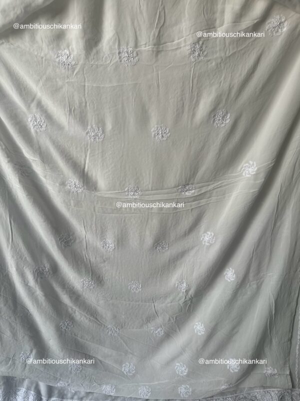 Viscose  Unstitched Kurta and Dupatta With Intricate Fine Lucknowi Chikankari And Moti And Cutdana Embellishment - Image 2