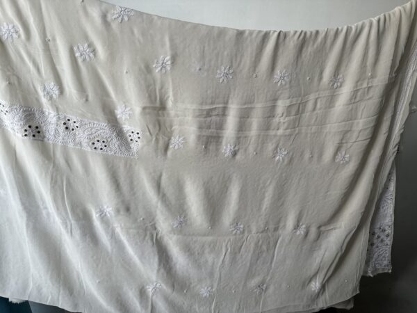 Pure Georgette Unstitched Kurta  and dupatta set With Fine Lucknowi Chikankari  And Mukaish Pearls work - Image 5