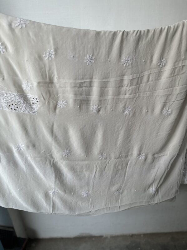 Pure Georgette Unstitched Kurta  and dupatta set With Fine Lucknowi Chikankari  And Mukaish Pearls work - Image 6