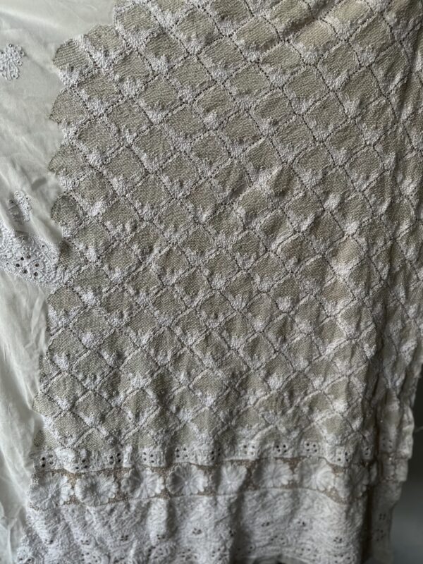 Pure Georgette Unstitched Kurta  and dupatta set With Fine Lucknowi Chikankari  Jaali And Mukaish work - Image 3