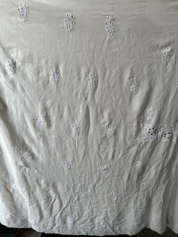 Pure Georgette Unstitched Kurta  and dupatta set With Fine Lucknowi Chikankari  Jaali And Mukaish work - Image 5