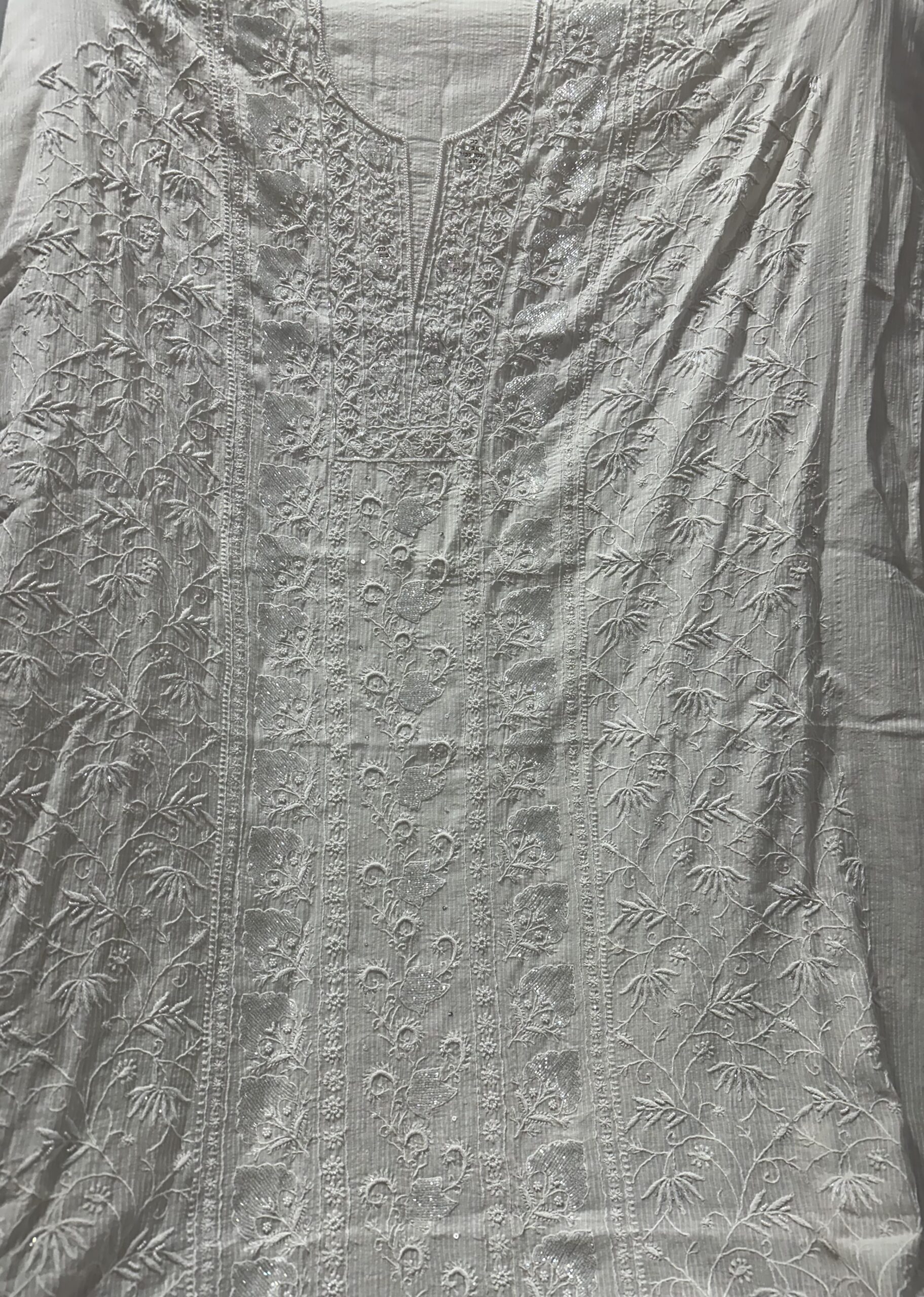 Maheshwari Unstitched Kurta and dupatta With Fine Lucknowi Chikankari Beads and Pearls work