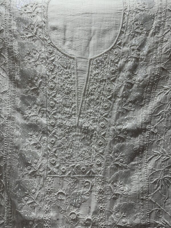 Maheshwari Unstitched Kurta and dupatta With Fine Lucknowi Chikankari Beads and Pearls work - Image 7