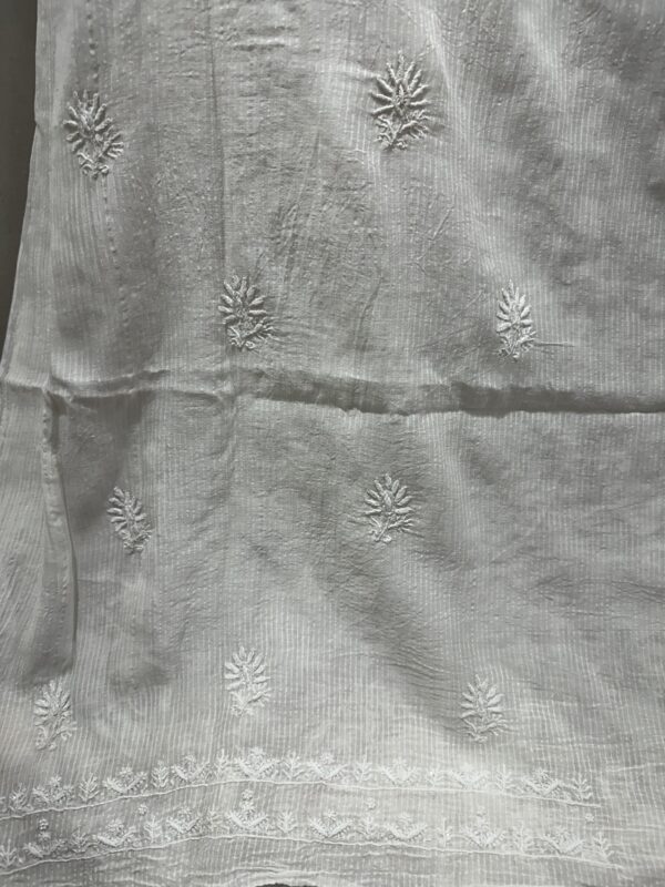 Maheshwari Unstitched Kurta and dupatta With Fine Lucknowi Chikankari Beads and Pearls work - Image 8