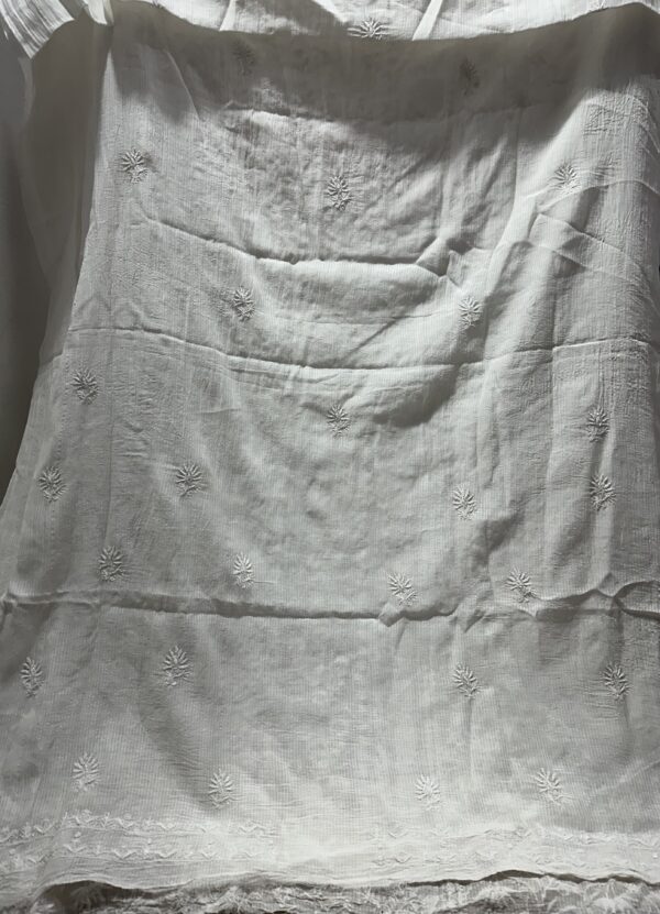 Maheshwari Unstitched Kurta and dupatta With Fine Lucknowi Chikankari Beads and Pearls work - Image 9