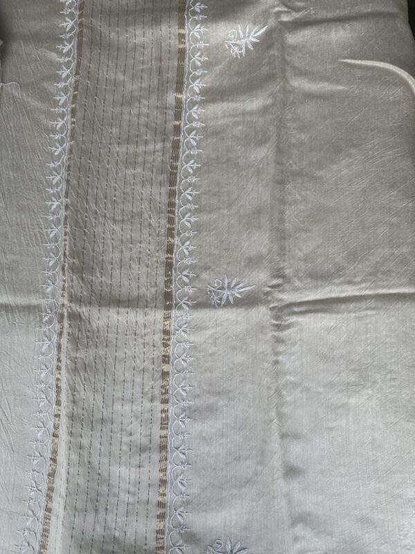 Zuri NATURAL MOONGA SILK KURTA AND DUPATTA With  Fine Lucknowi Chikankari and Beads work - Image 9