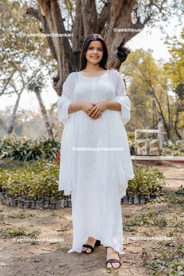 Arha Viscose 3 Piece Chikankari Pant Set With Intricate Fine Lucknowi Chikankari And Moti And Cutdana Embellishment - Image 7
