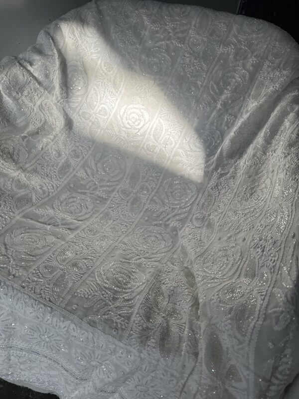 Viscose  Unstitched Kurta and Dupatta With Intricate Fine Lucknowi Chikankari And Moti And Cutdana Embellishment - Image 6