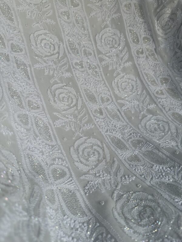 Viscose  Unstitched Kurta and Dupatta With Intricate Fine Lucknowi Chikankari And Moti And Cutdana Embellishment - Image 5