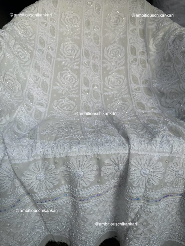 Viscose  Unstitched Kurta and Dupatta With Intricate Fine Lucknowi Chikankari And Moti And Cutdana Embellishment