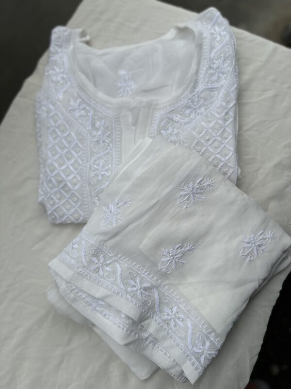 VISCOSE GEORGETTE - 2 Piece CHIKANKARI GHARARA SET With Fine Lucknowi Chikankari Beads and Pearls work