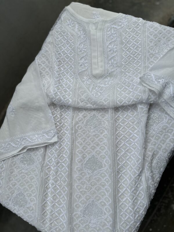 VISCOSE GEORGETTE - 2 Piece CHIKANKARI GHARARA SET With Fine Lucknowi Chikankari Beads and Pearls work - Image 3