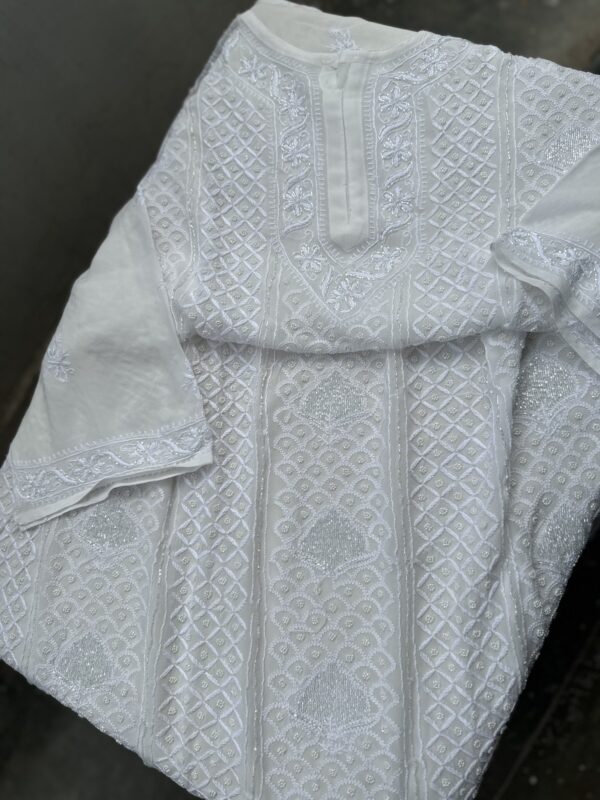 VISCOSE GEORGETTE - 2 Piece CHIKANKARI GHARARA SET With Fine Lucknowi Chikankari Beads and Pearls work - Image 4