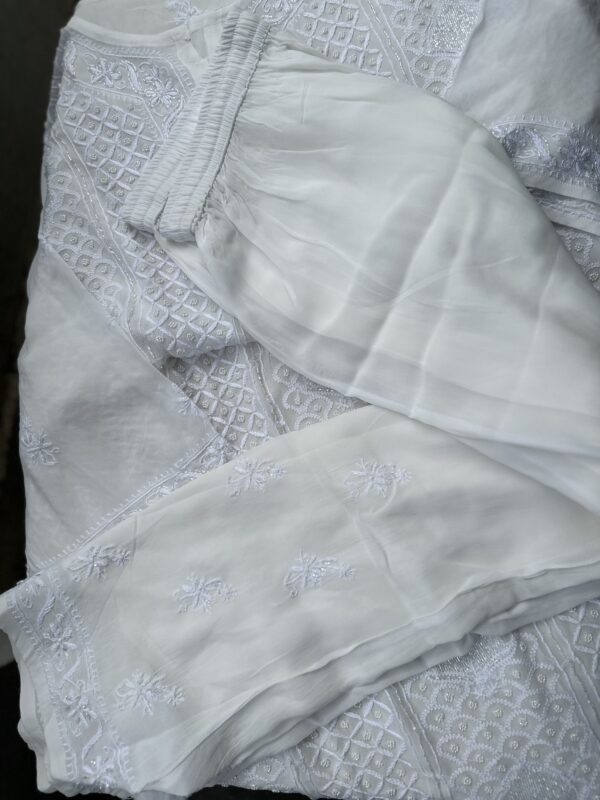VISCOSE GEORGETTE - 2 Piece CHIKANKARI GHARARA SET With Fine Lucknowi Chikankari Beads and Pearls work - Image 5