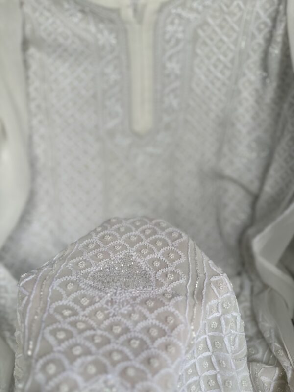 VISCOSE GEORGETTE - 2 Piece CHIKANKARI GHARARA SET With Fine Lucknowi Chikankari Beads and Pearls work - Image 8
