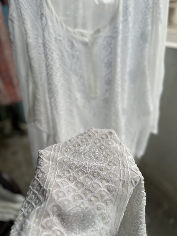 VISCOSE GEORGETTE - 2 Piece CHIKANKARI GHARARA SET With Fine Lucknowi Chikankari Beads and Pearls work - Image 10