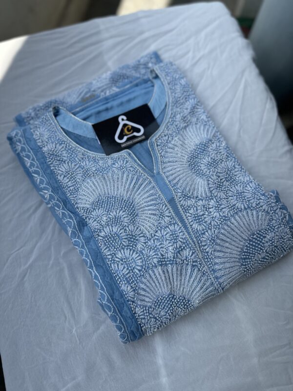 MUL CHANDERI KURTA AND DUPATTA With  Fine Lucknowi Chikankari and Beads work