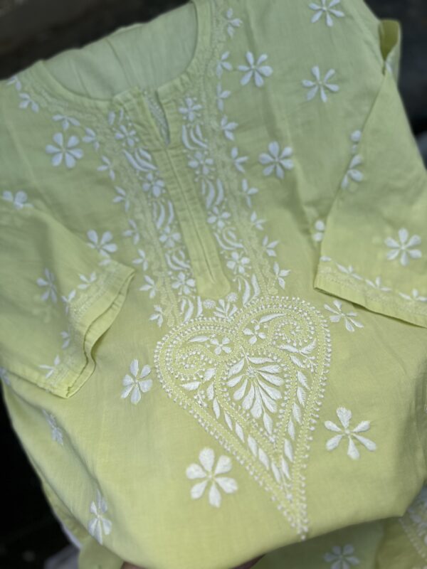NOOR Mul Cotton Chikankari Kurti With Fine Lucknowi Chikankari - Image 9