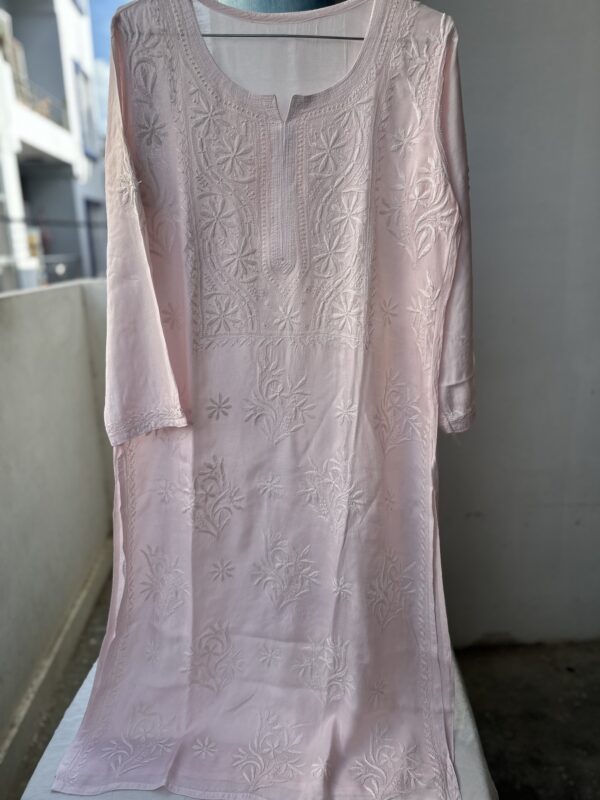 MIRA MUSLIN Cotton Chikankari Kurti With Fine Lucknowi Chikankari - Image 3