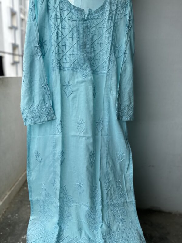 Gulnoor Mul  Cotton Chikankari Kurti With Fine Lucknowi Chikankari (Copy) - Image 3