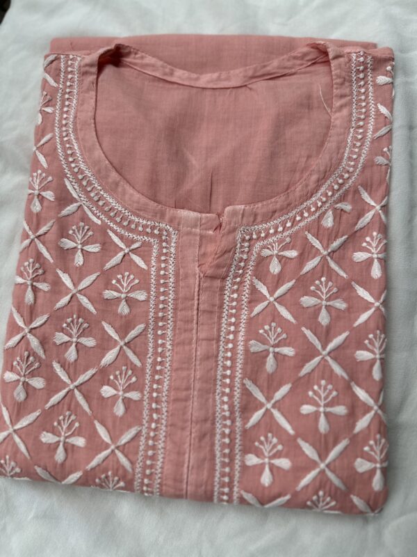 Gulnoor Mul  Cotton Chikankari Kurti With Fine Lucknowi Chikankari (Copy) - Image 6