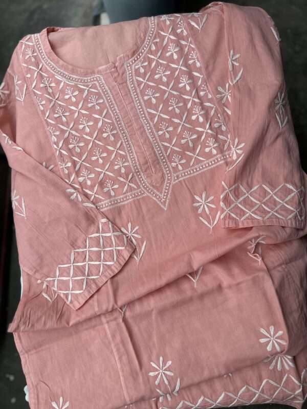 Gulnoor Mul  Cotton Chikankari Kurti With Fine Lucknowi Chikankari (Copy) - Image 7