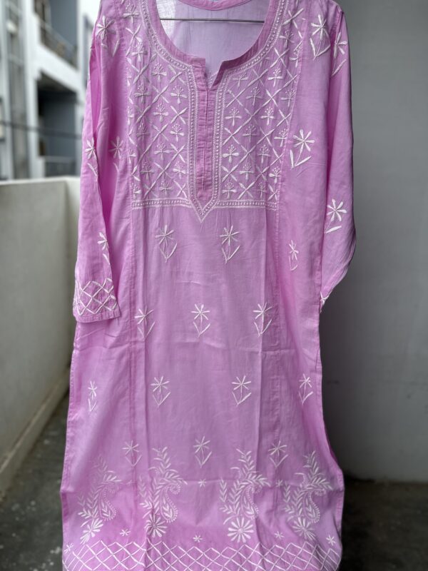 Gulnoor Mul  Cotton Chikankari Kurti With Fine Lucknowi Chikankari (Copy) - Image 11