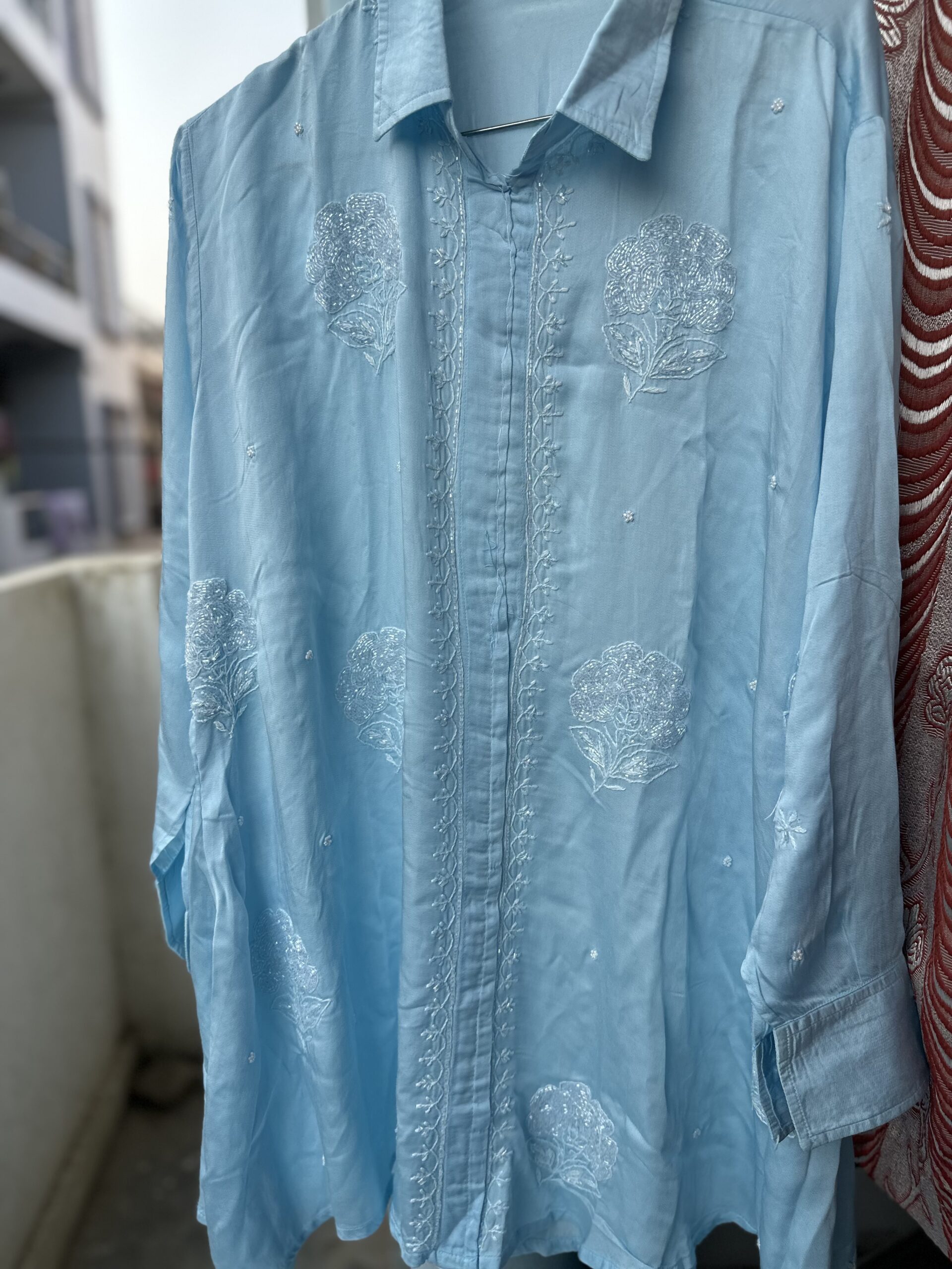 MODAL SATIN  CHIKANKARI CO ORD SET With Fine Lucknowi Chikankari  Beads and Pearls work