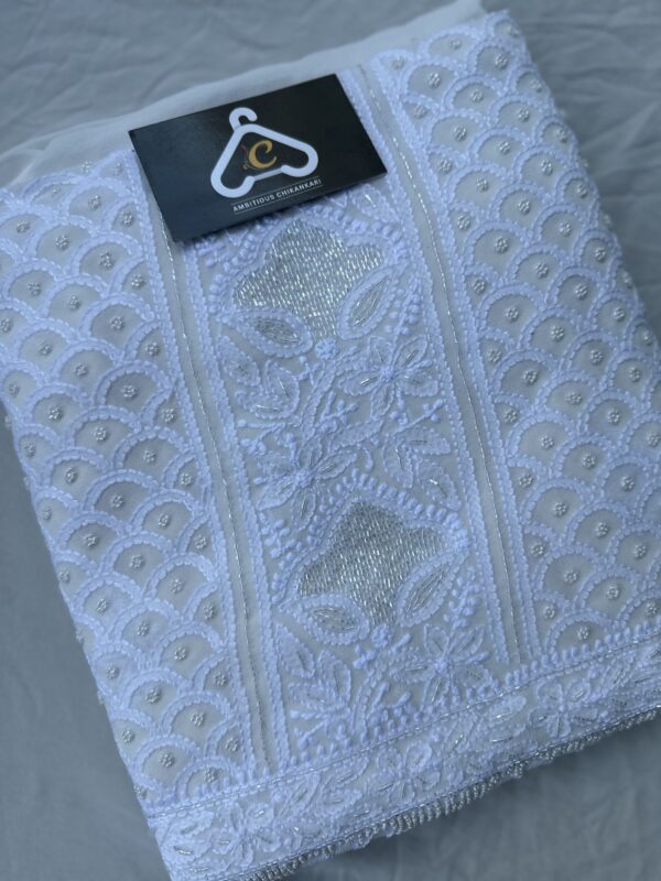 Pure Georgette Unstitched Kurta  and dupatta set With Fine Lucknowi Chikankari  Beads and  Pearls work