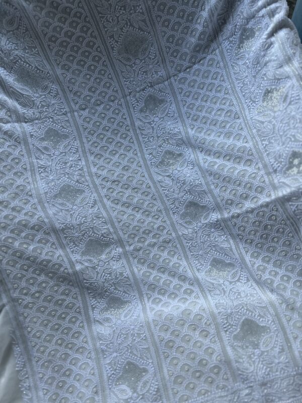 Pure Georgette Unstitched Kurta  and dupatta set With Fine Lucknowi Chikankari  Beads and  Pearls work - Image 4