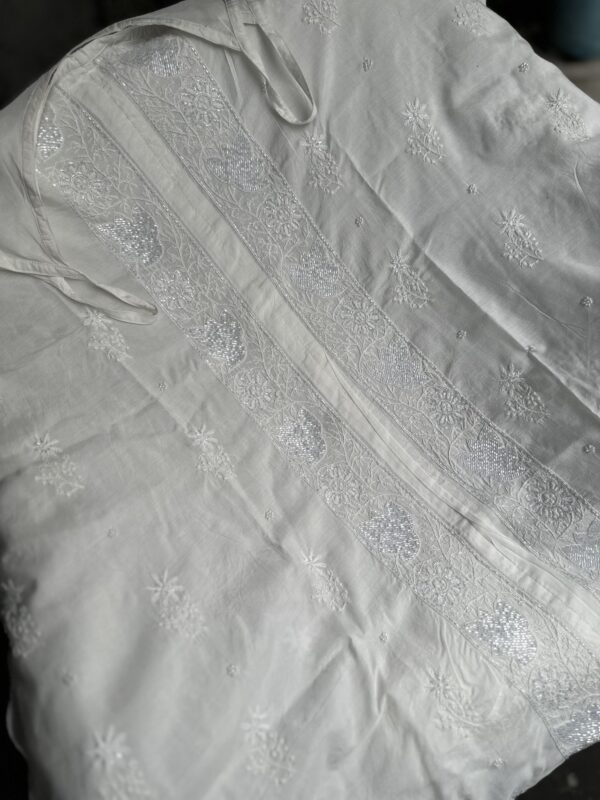 MUSLIN CHIKANKARI  CO ORD SET  With Fine Lucknowi Chikankari Beads and Pearls work - Image 6