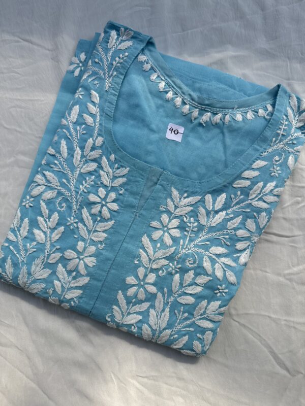 NAZAQ Cotton Chikankari Kurti With Fine Lucknowi Chikankari