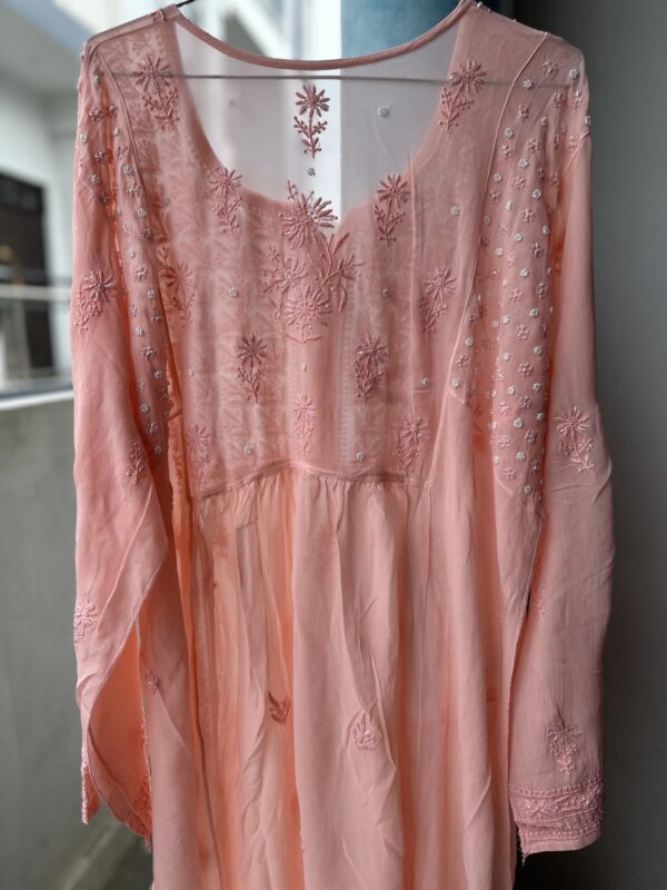 Viscose 3 Piece Chikankari Gharara Set With Intricate Fine Lucknowi Chikankari And Pearls Beads work - Image 6