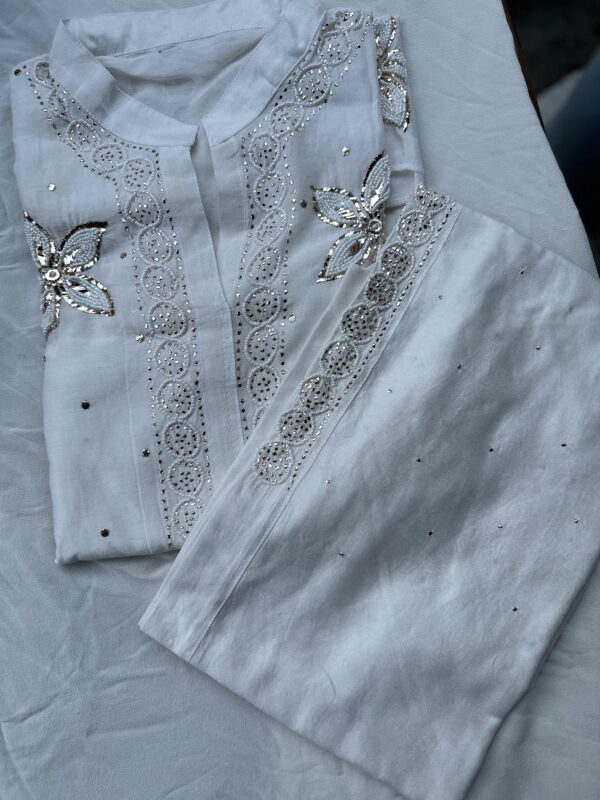 Chanderi Co Ord Set With Dazzling Mukaish And Pearls
