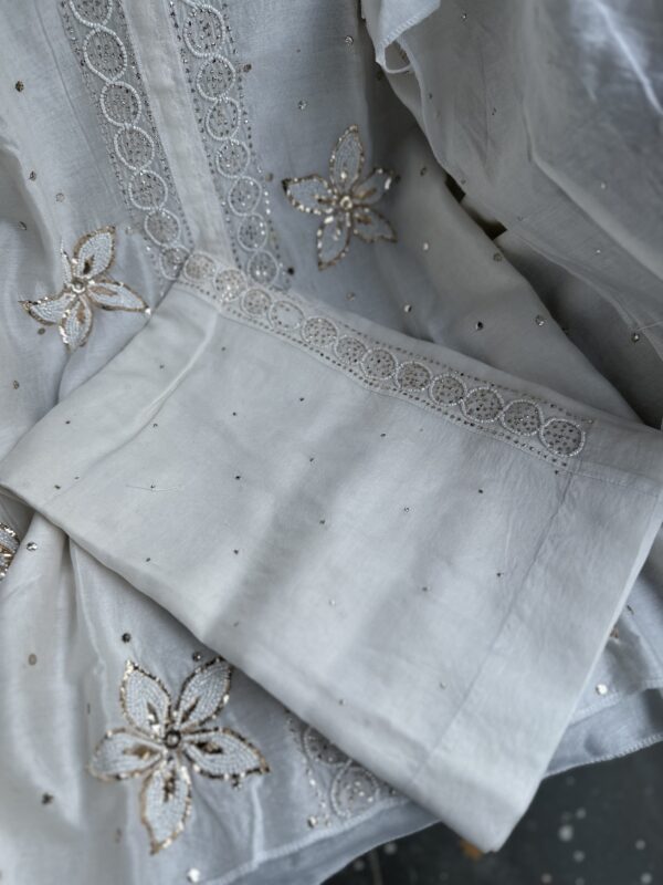 Chanderi Co Ord Set With Dazzling Mukaish And Pearls - Image 7