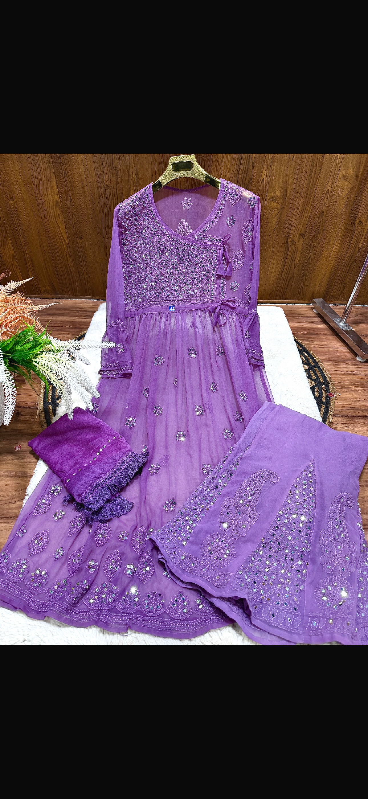 Georgette Mirror Gown Sharara and dupatta  set