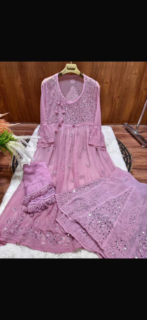 Georgette Mirror Gown Sharara and dupatta  set - Image 3