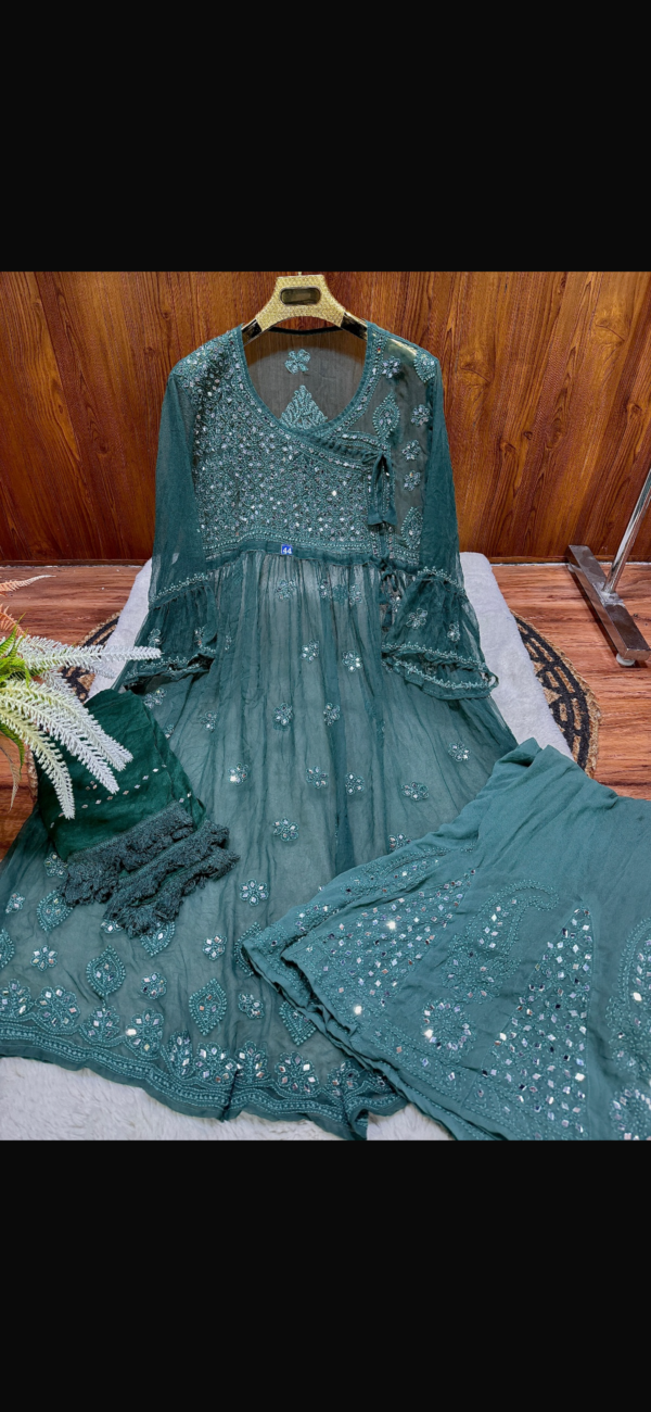 Georgette Mirror Gown Sharara and dupatta  set - Image 5