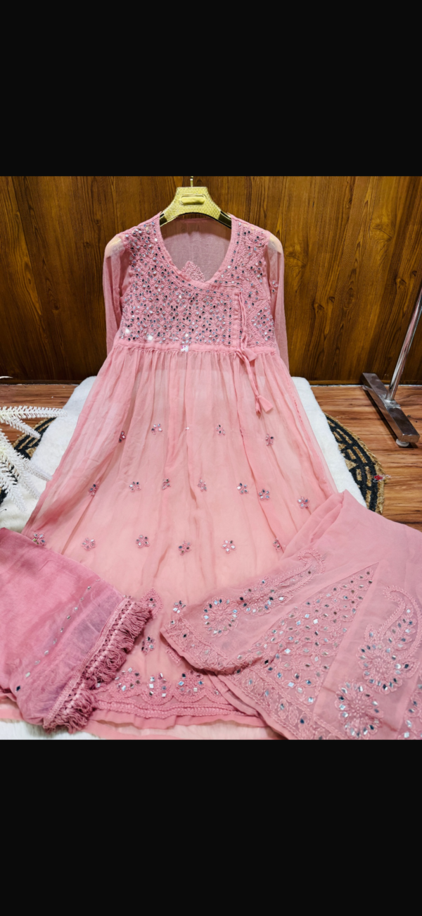 Georgette Mirror Gown Sharara and dupatta  set - Image 6