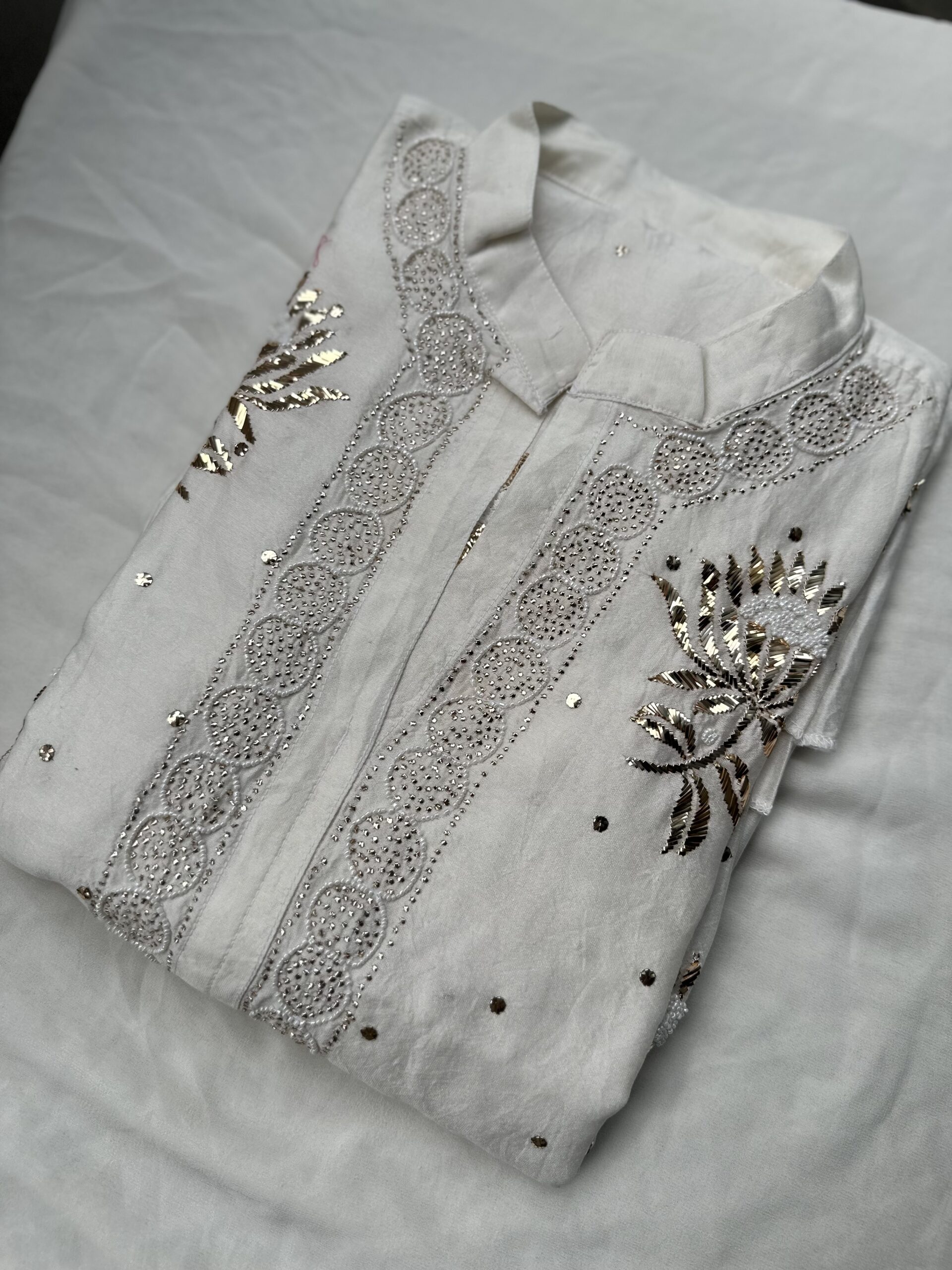 Chanderi Co Ord Set With Dazzling Mukaish And Pearls