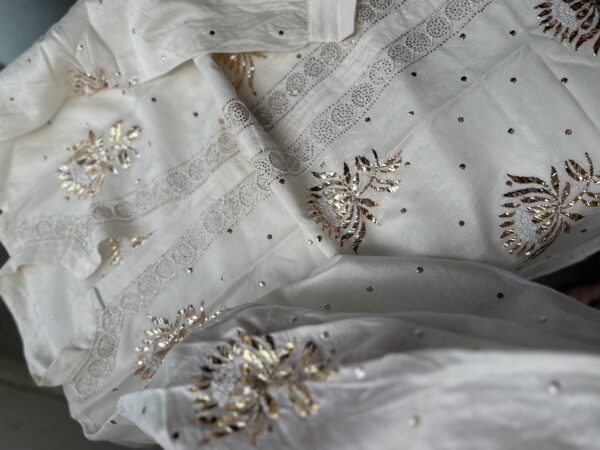 Chanderi Co Ord Set With Dazzling Mukaish And Pearls - Image 3